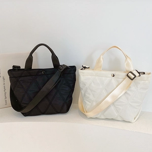 Gesteppte Nylon Umhängetasche Damen Rautenmuster Große Kapazität Handtasche Schultertasche Verstellbarer Gurt Leicht