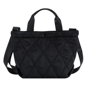 Große schwarze Stepptasche mit Rautenmuster und verstellbarem Schultergurt aus Nylon