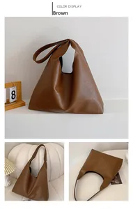 Vues détaillées du grand sac cabas en similicuir marron dans un intérieur chaleureux