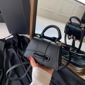 Women Lychee Grain Hourglass Handbag Minimalist PU Leather Crossbody Bag Fashion Top Handle Shoulder Bag Gold Hardware
