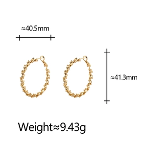 Detailed size view of gold spiral hoop earrings measuring 40.5mm with 9.43g weight
