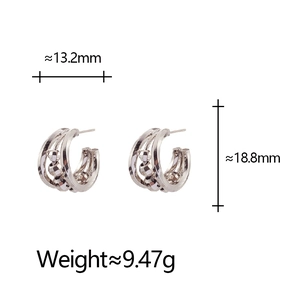 Detail showing dimensions and weight of multi-layered hollow beaded hoop earrings