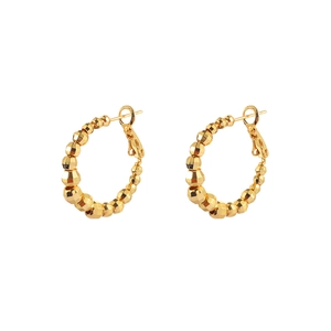 Orecchini a cerchio minimalisti con perline placcate in oro e superficie sfaccettata