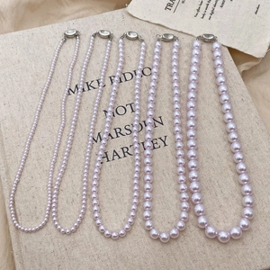 Vintage purple pearl necklace set in various sizes with elegant silver clasp closure