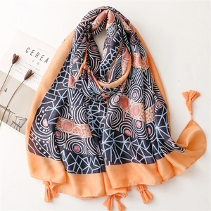 Scarf Shawl For Women Cotton Linen Polyester Ethnic Geometric Print Fringe Tassel Bohemian Exotic Beach Sun Protection