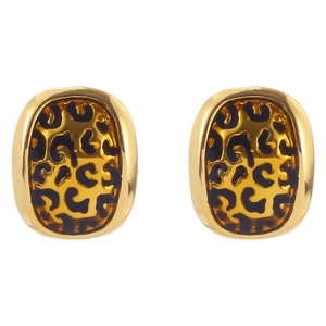 Boucles d'oreilles ovales motif léopard avec monture dorée élégante au style vintage