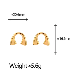 U-shaped gold plated earrings with dimensions 20.6mm width and 16.2mm height