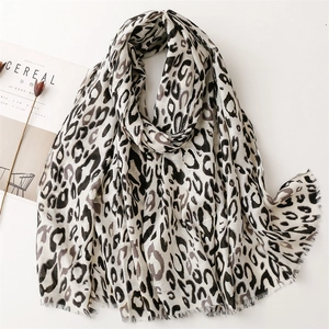 Leopard Print Scarf Long Shawl Polyester Bronzing Gold Stamping Wrap Breathable Soft Fashion For Women Elegant