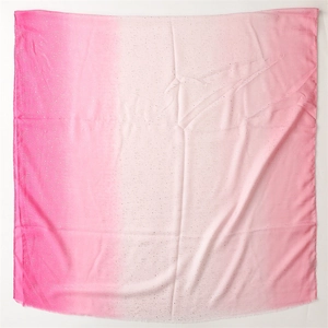 Detail of pink gradient scarf with silver glitter and soft fringe cotton-linen feel