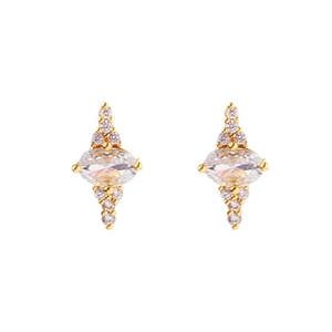 Elegant gold-plated starburst stud earrings featuring zircon marquise-cut stones