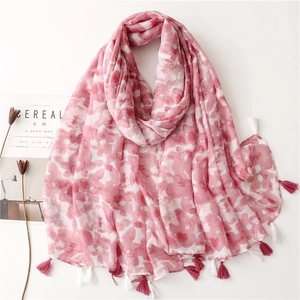 Écharpe Châle Femme Polyester Fil De Bali Imprimé Fleuri Franges Protection Solaire Plage Voyage Style Bohème Ethnique Doux Respirant