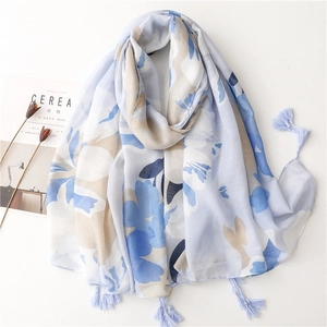 Sciarpa Scialle Con Stampa Floreale Etnica Vintage Donna Leggera Traspirante Protezione Solare Viaggio Spiaggia Nappa Filo Di Bali