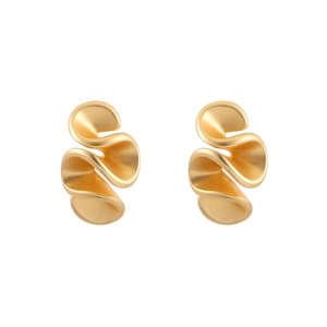 Matte goldene Ohrringe mit unregelmäßigen Falten und modernem 3D-Wellendesign für Damen