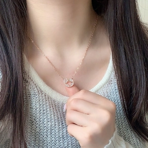Elegant rose gold geometric star necklace with crystal inlay for women daily wear