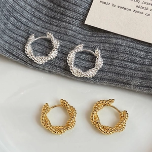 Boucles D'oreilles Créoles Torsadées En Cuivre Plaqué Or 18K Argent Minimaliste Géométrique Chic Rétro Accessoires Bijoux Pour Femmes