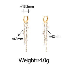 Detailed size specifications for gold tassel flower earrings with weight and measurements