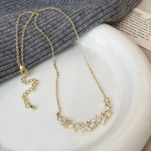 Detailed shot of wisteria zircon necklace with lobster clasp and adjustable extension chain