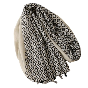 Écharpe pashmina rétro à motifs géométriques pour femmes avec franges en abricot