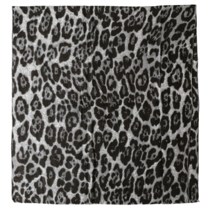 Sciarpa classica in simil-cashmere con stampa leopardata nera e grigia e bordi cuciti
