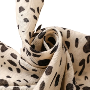 Polka dot pattern warm scarf with cotton linen feel and natural drape texture