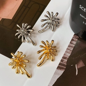 Boucles D'oreilles En Cuivre Motif Feu D'artifice Géométrique Exagéré Puces De Luxe Pour Femmes Accessoire Mode Haut De Gamme