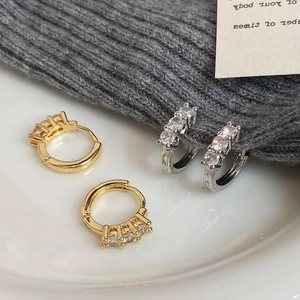 Luxury Huggie Hoop Earrings Copper 18K Gold Plated Cubic Zirconia Minimalist With 925 Sterling Silver Earring Post