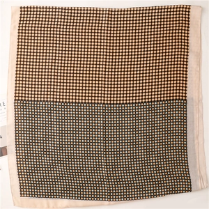 Extra large square cotton linen scarf with orange and grey geometric polka dot pattern