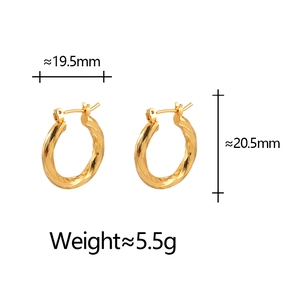 Créoles torsadées dorées polies, 19,5 mm de diamètre, bijoux élégants et minimalistes
