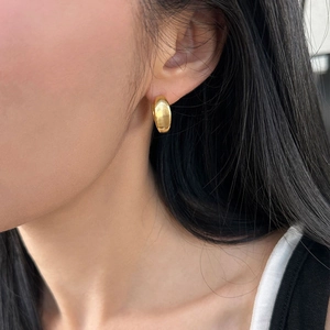 Minimalist brushed gold thick hoop earring for women with matte metal finish for daily wear