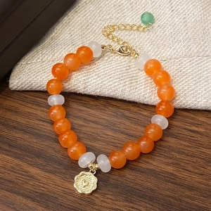 Bracciale Di Perline In Pietra Naturale Fatto A Mano Con Pendente A Cuore In Rame Stile Cinese Vintage Per Donne