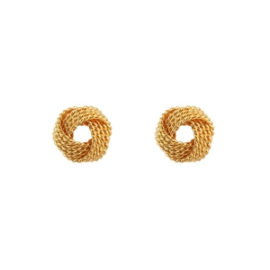 Vintage style gold twisted rope hoop earrings with geometric multi-layered design