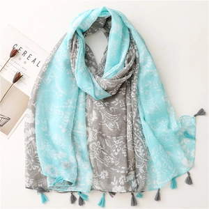 Femme Écharpe Châle Léger Fil De Bali Imprimé Floral Paisley Franges Respirant Protection Solaire Voyage Plage Pastoral Élégant