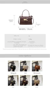 Detailed specs for women's PU trapezoid bag with precise size and color options