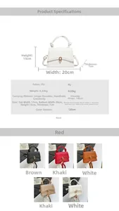 Detailed size and specs diagram for women PU leather crossbody bag with dimensions