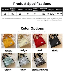 Infographic showing canvas bag specs, 0.20kg weight, and seven color marble options