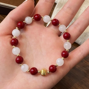 Beaded Bracelet Natural Stone Artificial Pearl Gold Plated Alloy Vintage Neo Chinese Elegant Hand Jewelry For Women