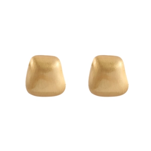 Minimalist vintage geometric trapezoid stud earrings with gold plating and brushed finish