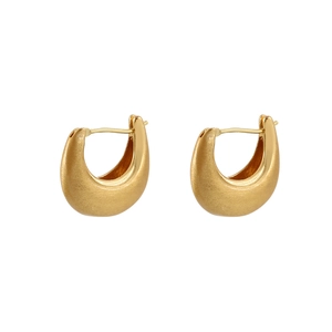 Elegant U-shaped golden brushed teardrop earrings with minimalist modern design