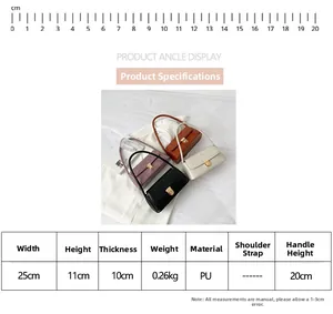 Guide des tailles du sac baguette en PU aspect croco de 25cm de large et 11cm de haut