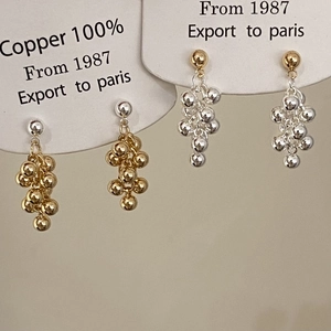 Orecchini A Lobo Con Perline A Grappolo Francesi 100% Rame Forma Di Uva Minimalista Placcato Oro Argento
