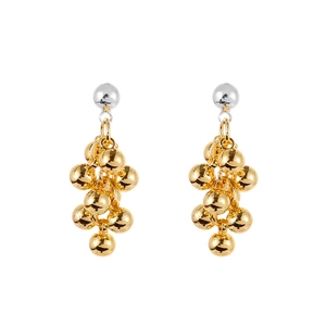 Orecchini pendenti con perline di metallo stile francese con borchie in argento e oro