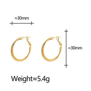 Boucles d'oreilles doubles créoles dorées sablées, diamètre 30mm et poids de 5,4g
