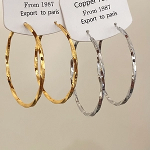 Twisted Hoop Earrings Large Geometric Copper Gold Silver Plated Minimalist Fashion Statement Jewelry For Women