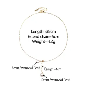 Elegant gold Y-shaped pearl necklace featuring minimalist design and double pendant pearls