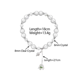 Bracelet en cristal transparent avec pendentif fleur de muguet et chaîne d'extension