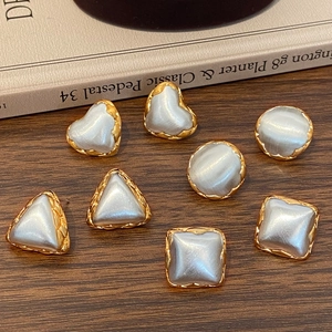 Brushed Geometric Stud Earrings With Copper Earring Post Gold Plated Brass Heart Round Triangle Square Jewelry Women