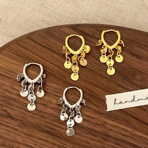 Pendientes de Borla de Lentejuelas Redondas de Lujo Ligero Vintage para Mujer Cobre Chapado en Oro y Plata Joyería de Moda Conmuter