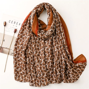 Écharpe Longue Imprimé Floral Ethnique Rétro Femme Polyester Toucher Coton Lin Châle Pour Voyage Protection Solaire