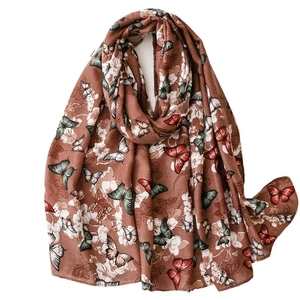 Écharpe Imprimé Papillon Fleur Style Ethnique Polyester Chevrons Châle Protection Solaire Long Léger Pour Femmes