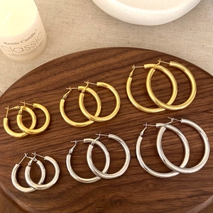 Chunky Hoop Ohrringe Poliertes Kupfer Minimalistische Runde Geometrische Schmuck Für Frauen Alltag Mit Kupfer Ohrstecker